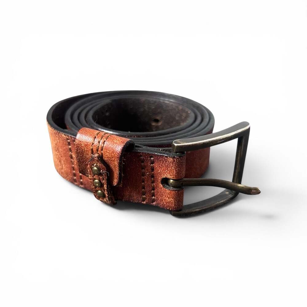 Dockers Genuine Leather Brown Belt Men’s Size L 1.5” Distressed Casual